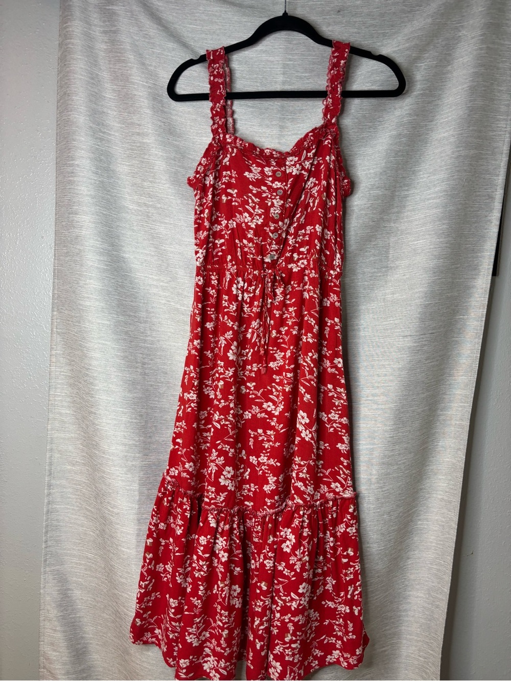Red Floral Tiered Sundress -youth